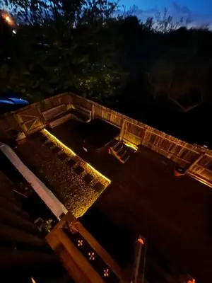 an aerial view of a building at night at Beach front oasis - Hot tub - Sleeps 7 in Keansburg
