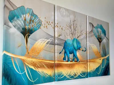a painting of an elephant in a boat at BP STAYS - Hotel-Style, No Host, Professionally Managed ID280 in Jersey City