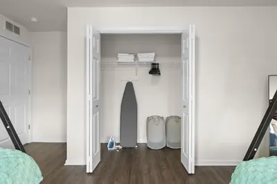 a door with a skateboard in a room at Traveler Haven XL NYC & NWK with free parking in Newark