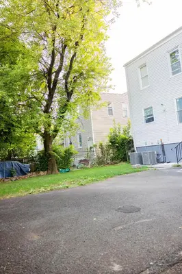 a street in front of a house with a tree at Joynest Place in Newark