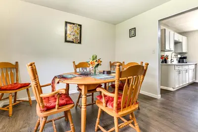 a kitchen and dining room with a table and chairs at 2 Mi to The Marketplace Spring Valley Apartment in Spring Valley