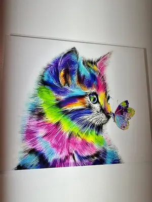 a painting of a cat with a butterfly on its nose at BP STAYS - Hotel-Style, No Host, Professionally Managed ID260 in Jersey City