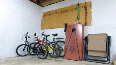 two bikes are parked next to a wall with a ramp at Cammalot - Pine Creek Valley