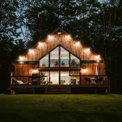 Luxe Modern Cabin with Pond