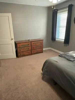 a bedroom with a bed and a dresser and a window at Cozy 1 BR Retreat within walking distance to all the Hershey Attractions in Hershey