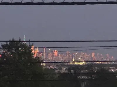 a view of a city skyline at night at NY City View West Orange Villa 5 bedroom in West Orange