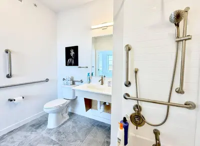 a bathroom with a toilet and a sink at 2 BR in the heart of an old city in Philadelphia