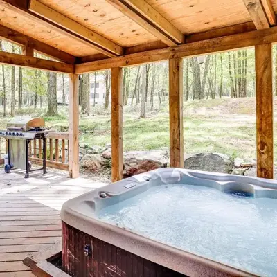 Long Pond Log Cabin with Hot Tub Soaks and Outdoor Fun
