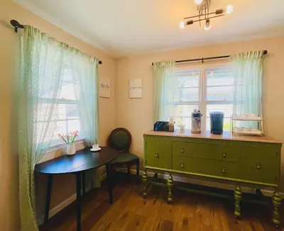 a room with a desk and a table and a window at Private Estate, walk to Princeton downtown, 3 Bedrooms, 2 Bath, with Free Parking in Princeton
