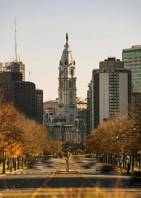 a view of a city with a clock tower at Sosuite at The Ovation - Ave of The Arts in Philadelphia