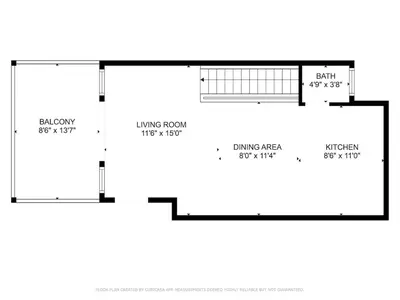 a floor plan of a house at 2BR w Balcony - Fairmount Park - 10 mins to DT in Philadelphia