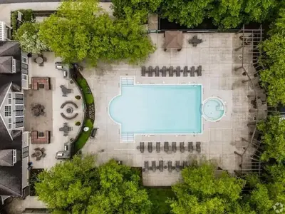 an overhead view of a swimming pool in a park at Landing Spectacular 2BD Clubhouse Pool in King of Prussia