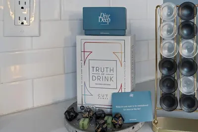 a box of truth drink sitting on a counter next to other items at Lunar Escape 1 Bd Near Zoo, Rocky Steps & Downtown in Philadelphia