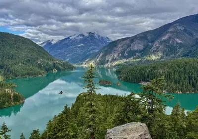 a view of a lake in the mountains at Scenic Ridge Haven Firepit, Trails & Views
