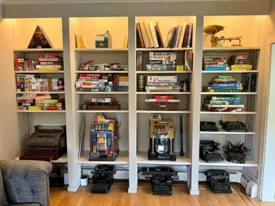 a book shelf filled with lots of toys at Private Luxurious Canal Estate in Princeton