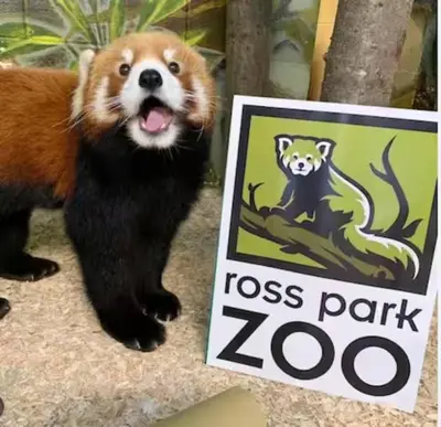 a stuffed animal is standing next to aoss park zoo sign at NightShiftReady Binghamton Trades Nurses Welcome Private Room in Shared Apartment in Binghamton