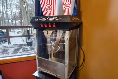 a blender sitting on a table next to a window at Hot Tub + Fire Pit • Game Room • Community Pool in Tobyhanna