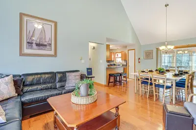 a living room with a couch and a table at Game Room Retreat 5 Mi to Big Boulder Mtn in Blakeslee