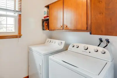 a white washer and dryer in a kitchen at Three Pines Family Retreat Home in Carlisle in Carlisle