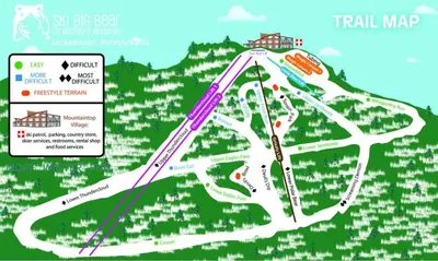 a map of a trail map of a ski resort at 4BDRM Games Family Frndly Fire Pit Masthope in Lackawaxen