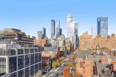 a view of a city skyline with tall buildings at Chelsea 1BR in Shared Apt with Laundry and Rooftop in New York