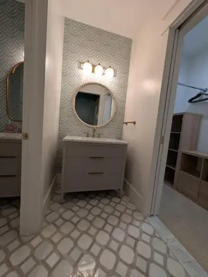 a bathroom with a sink and a mirror at Parkway House Goshen Bed And Breakfast Suite 3 in Goshen