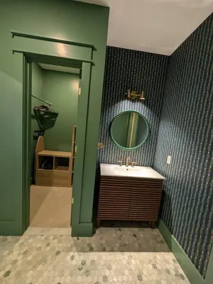 a bathroom with a sink and a mirror at Parkway House Goshen Bed And Breakfast Suite 2 in Goshen