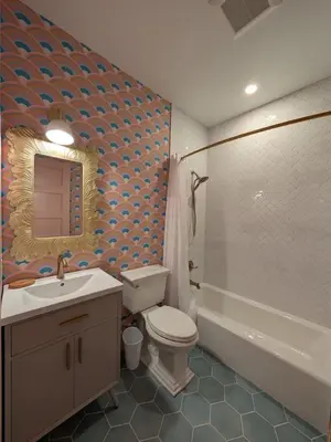 a bathroom with a toilet and a sink and a tub at Parkway House Goshen Bed And Breakfast Suite 4 in Goshen