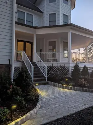 a white house with a stone walkway in front of it at Parkway House Goshen Bed And Breakfast Suite 4 in Goshen