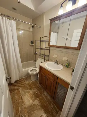 a bathroom with a toilet and a sink and a shower at Lansdowne Gem in Lansdowne