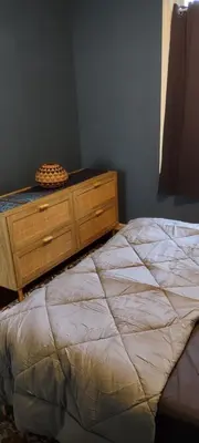 a bedroom with a bed and a dresser at Fill Your Headspace with Tranquility Near NYC in Maplewood