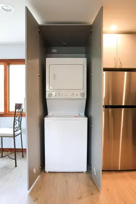 a kitchen with a refrigerator and a microwave at Bucks County Home Farm Philadelphia Dog Friendly in Warminster