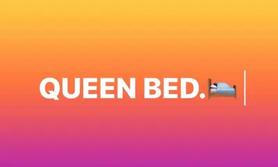 a sign with the words queen bed on an orange background at Private room B in West NYNJ 12mints from NYCity Times Square in West New York