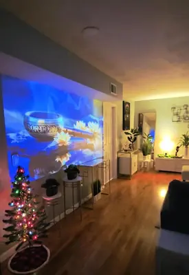 a living room with a christmas tree in a room at Casa BOUTIQUE in Linden