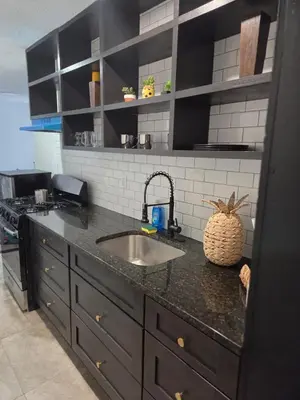 a kitchen with a sink and a counter top at FNR Suites, Washington Ave, Endicott, NY in Endicott