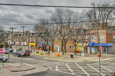 an intersection in a town with buildings and a street at Walk to Lincoln Park Jersey City Commuter Apt! in Jersey City