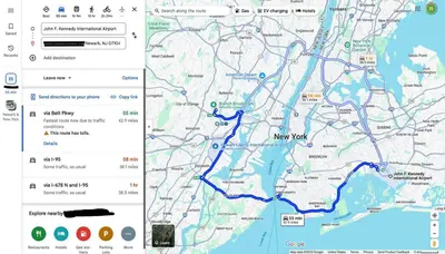 a screenshot of a map and a google maps at Modern 2BR, King Suite and Free Parking, 30min to NYC in Newark