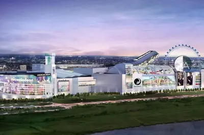 a rendering of a amusement park with a roller coaster at Charming 2 Bedroom Apartment Near NYC, Metlife Stadium in Hackensack