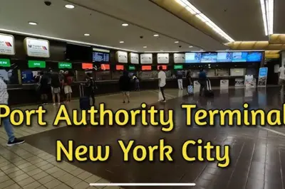 a new york city airport with the text port authority terminal new york city at Charming 2 Bedroom Apartment Near NYC, Metlife Stadium in Hackensack