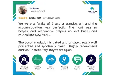 a screenshot of a page of a website with a screenshot of a spammer at Group Retreat 15Min to NYC, MetLife, Mall, FREE Pa in North Bergen