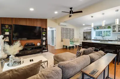 a living room with a couch and a tv at Family-Friendly Home 6 Mi to Big Boulder Mtn! in Albrightsville
