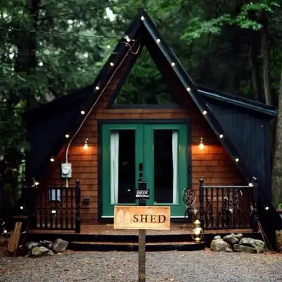 Romantic AFrame Cabin with Firepit