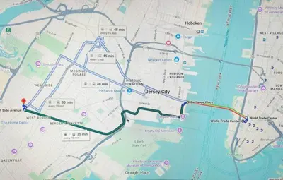 a map of a city with roads and highways at 2 bedroom Loft in Old Fire house 35 min from manhattan in Jersey City