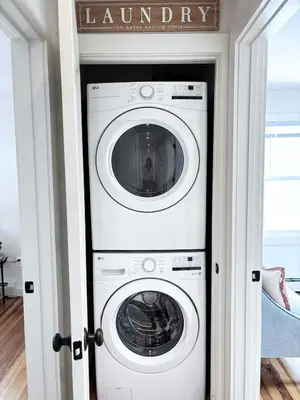 a laundry room with a washer and dryer at Kenoza Lake Waters wLake AccessCanoeIce-fish in Callicoon