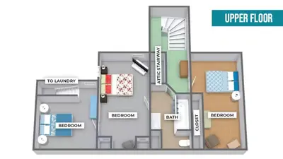 a plan of a floor plan of a house at Creekside Farmstead - Pool - Hot Tub - 3 Min to Lake - Pets Allowed in Auburn