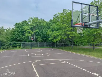 a basketball hoop on a basketball court at The Aerie House In Tobyhanna in Tobyhanna