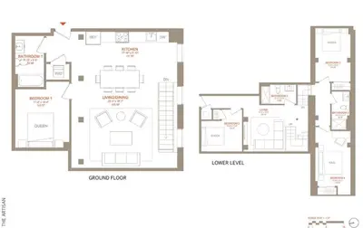 a floor plan of a house at Eclectic Artisan Loft With Pvt Parking - The Luminaire in Philadelphia