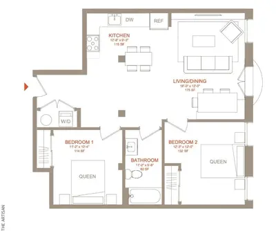 a floor plan of a house at Chic Artisan Loft w Stylish Design - The Sculptor in Philadelphia