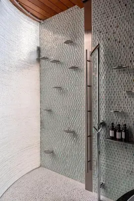 a shower with a glass door in a bathroom at The Artisan's Townhome - 4Bed Roofdeck - The King in Philadelphia