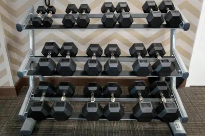 a rack of dumbbells in a gym at Residence Inn by Marriott Philadelphia Great Valley/Malvern in Malvern